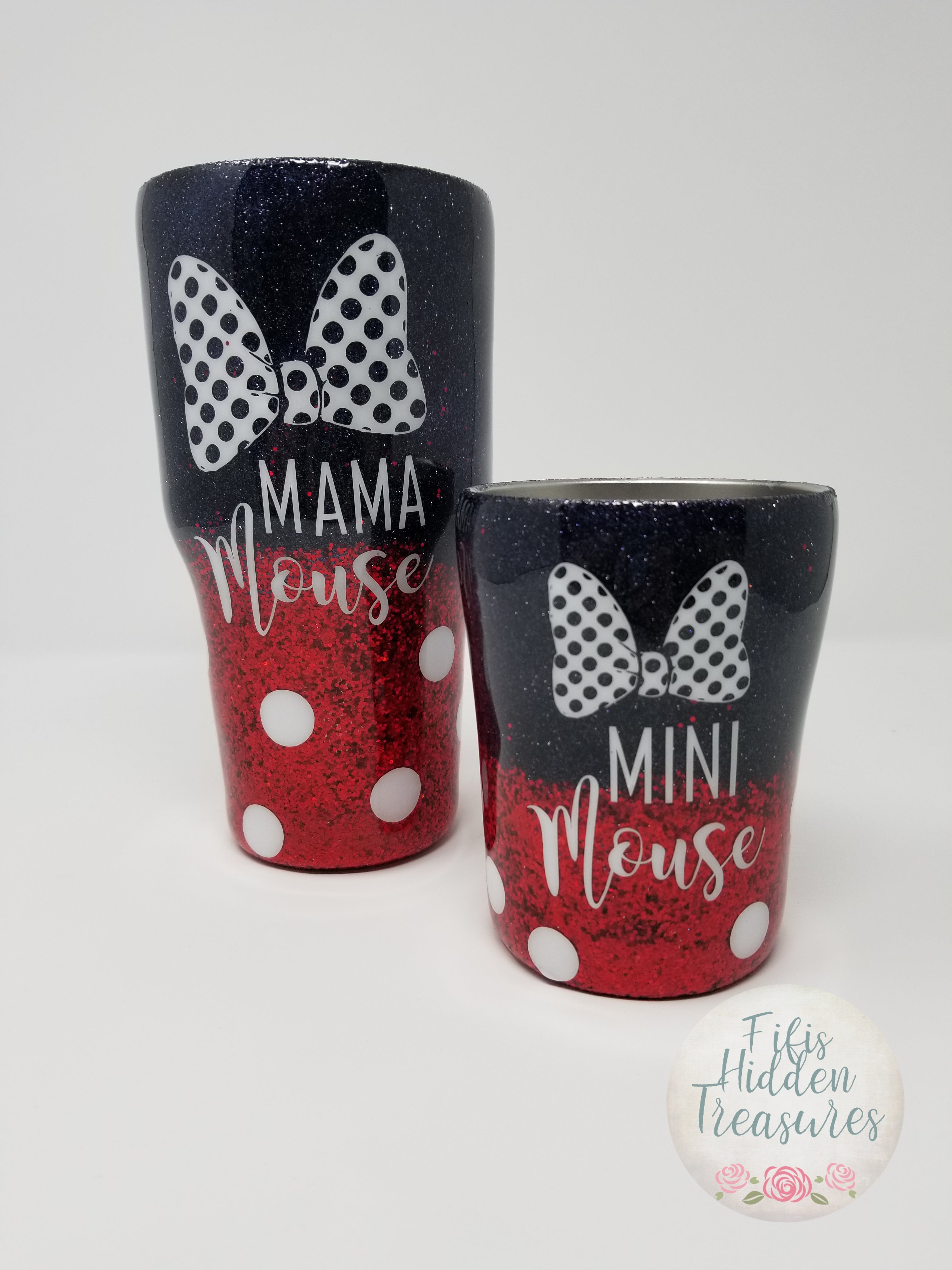 Minnie Mouse Mommy & Me Tumblers, Disney Glitter Tumbler, Minnie